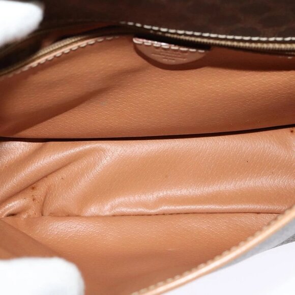 CELINE Macadam Canvas Circle Shoulder Bag PVC Leather Brown Gold - Picture 11 of 16